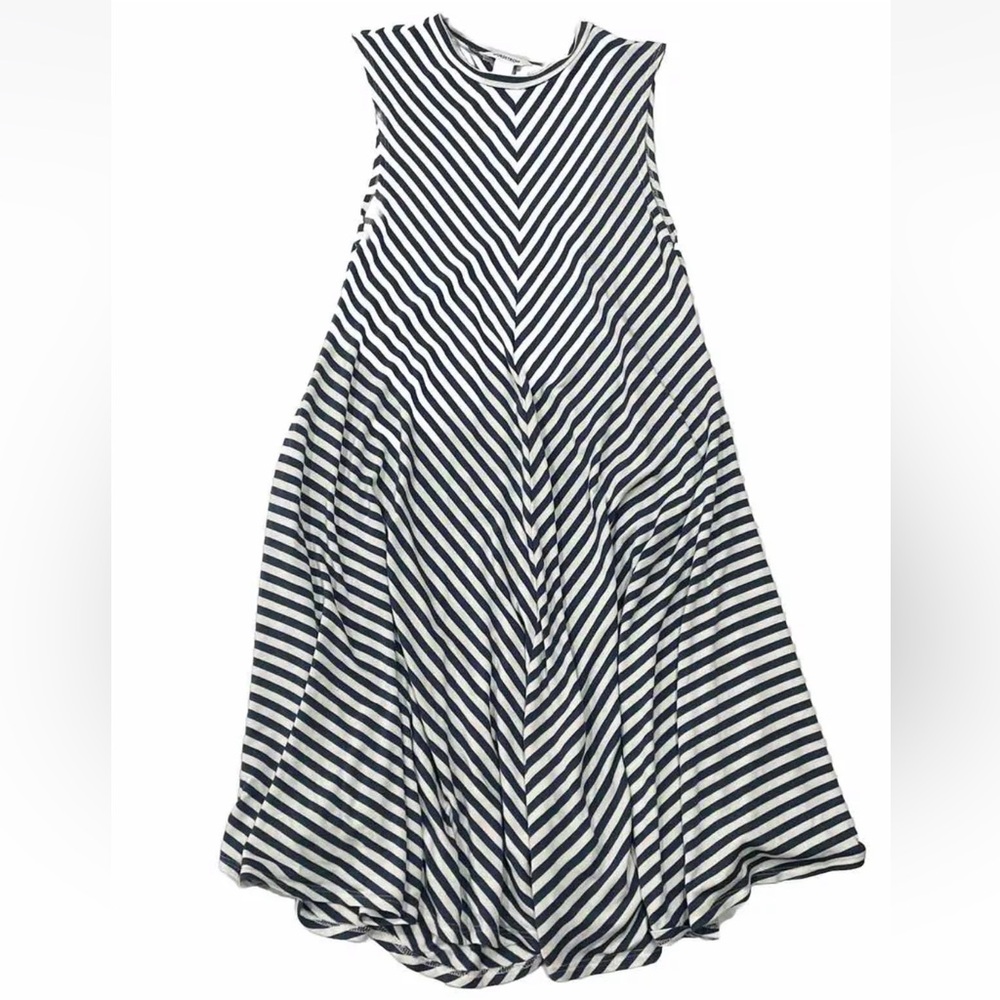 Nordstrom Girls Large 10-12 Striped Summer Dress Blue White Nautical Beach Flowy